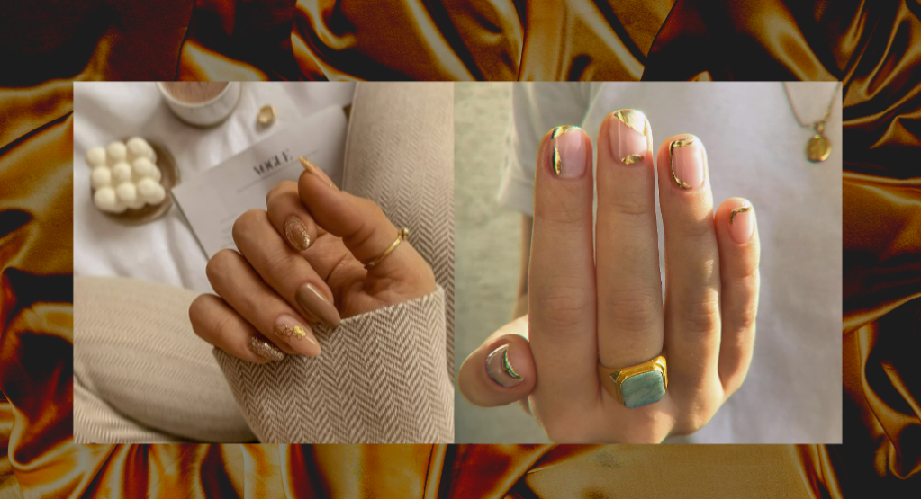 Trendy Winter Manicures With Gold Details